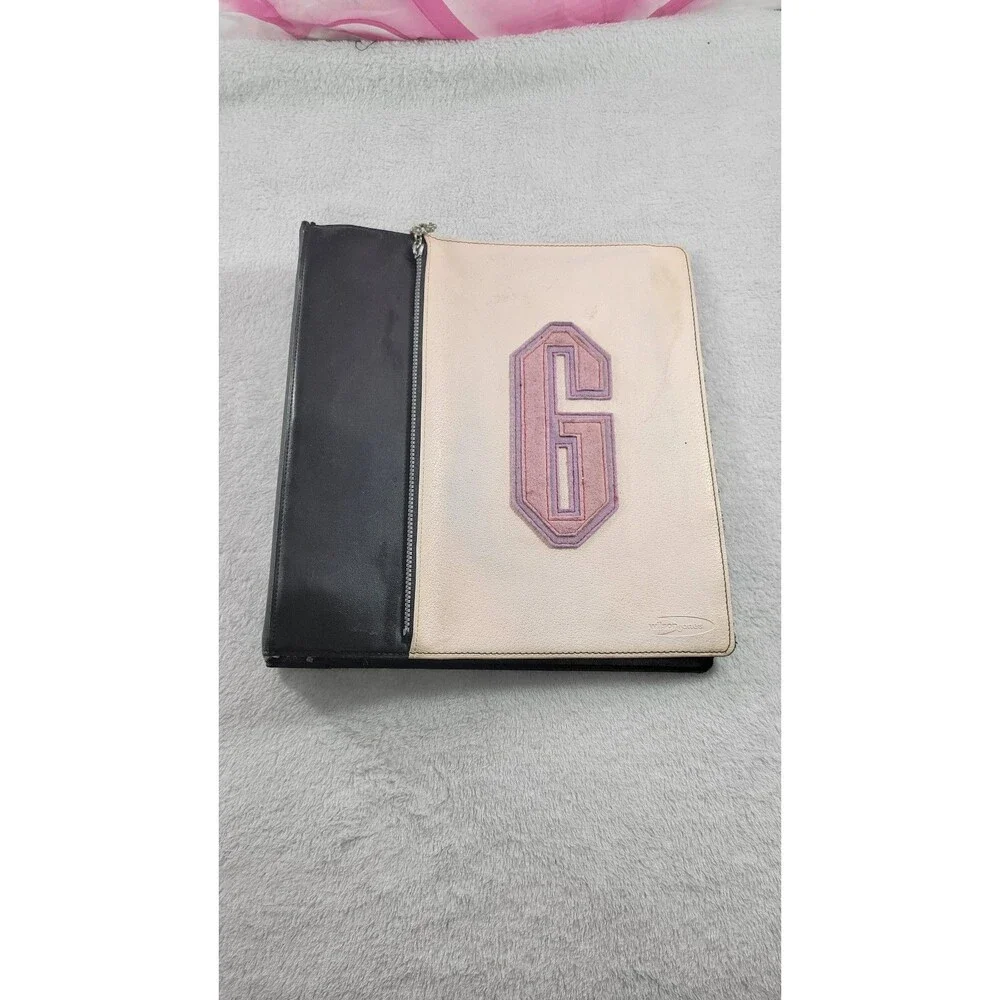Wilson Jones Varsity G Letter 3 Ring Portfolio Binder Black Pink Y2K Vintage